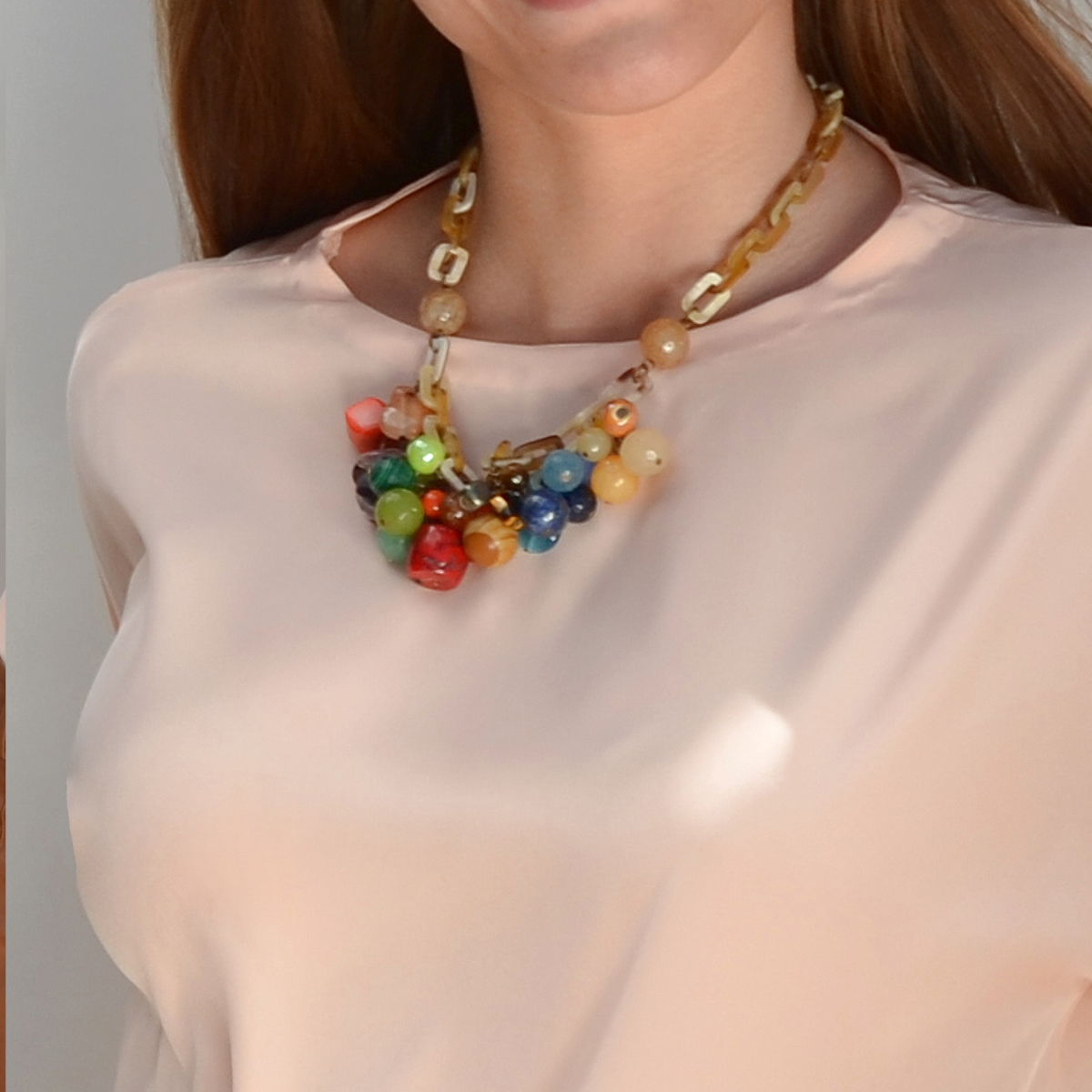 TALIA MULTI-STONE AND HORN SHORT NECKLACE