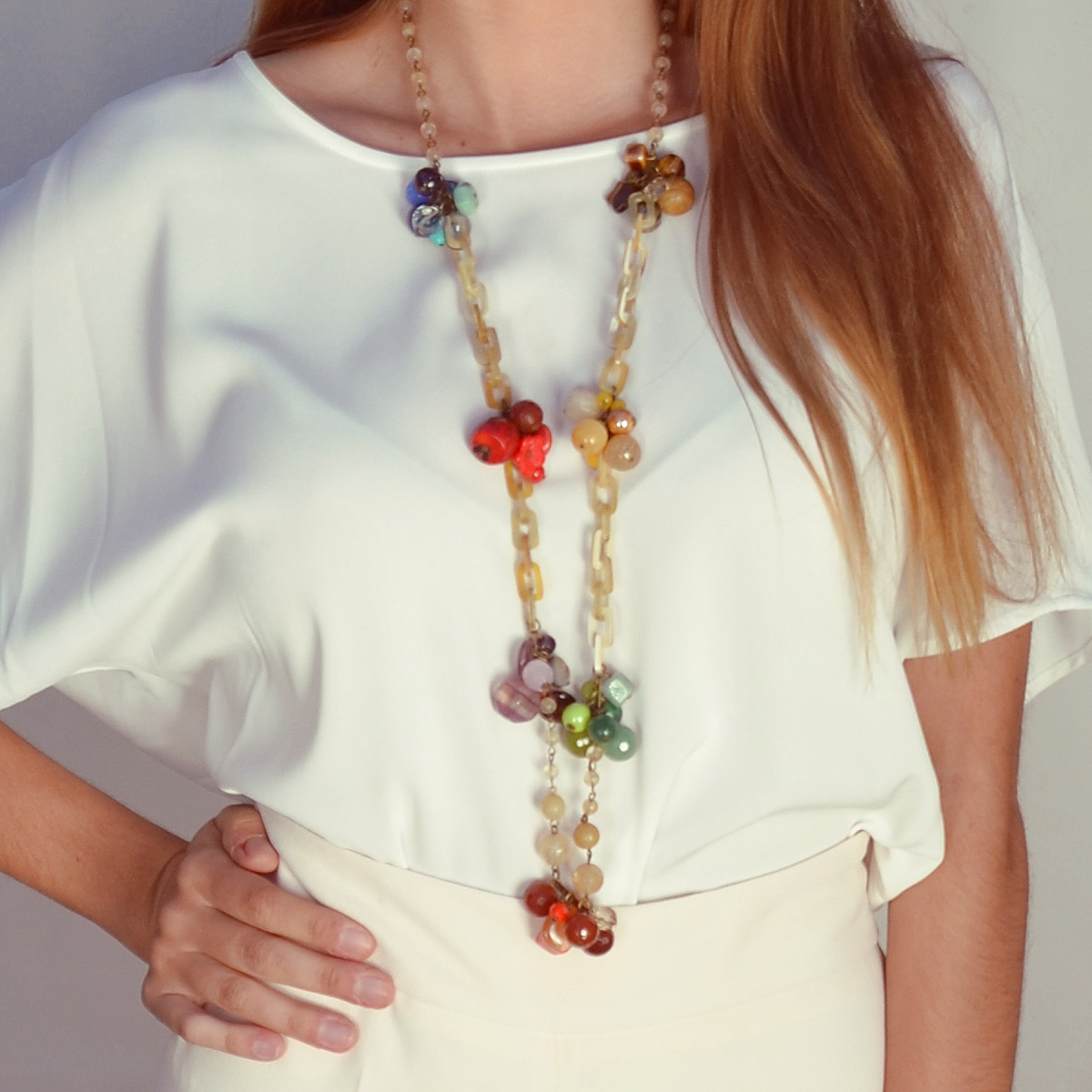 TALIA MULTI-STONE AND HORN NECKLACE