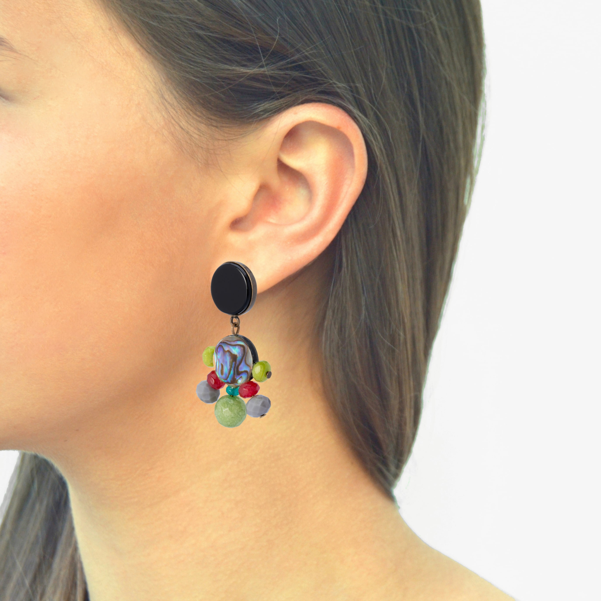 INNA ABALON EARRINGS GREEN