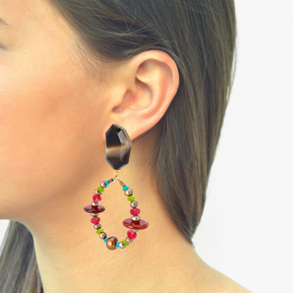 LALA MATERIAL HOOP EARRINGS MULTICOLOR