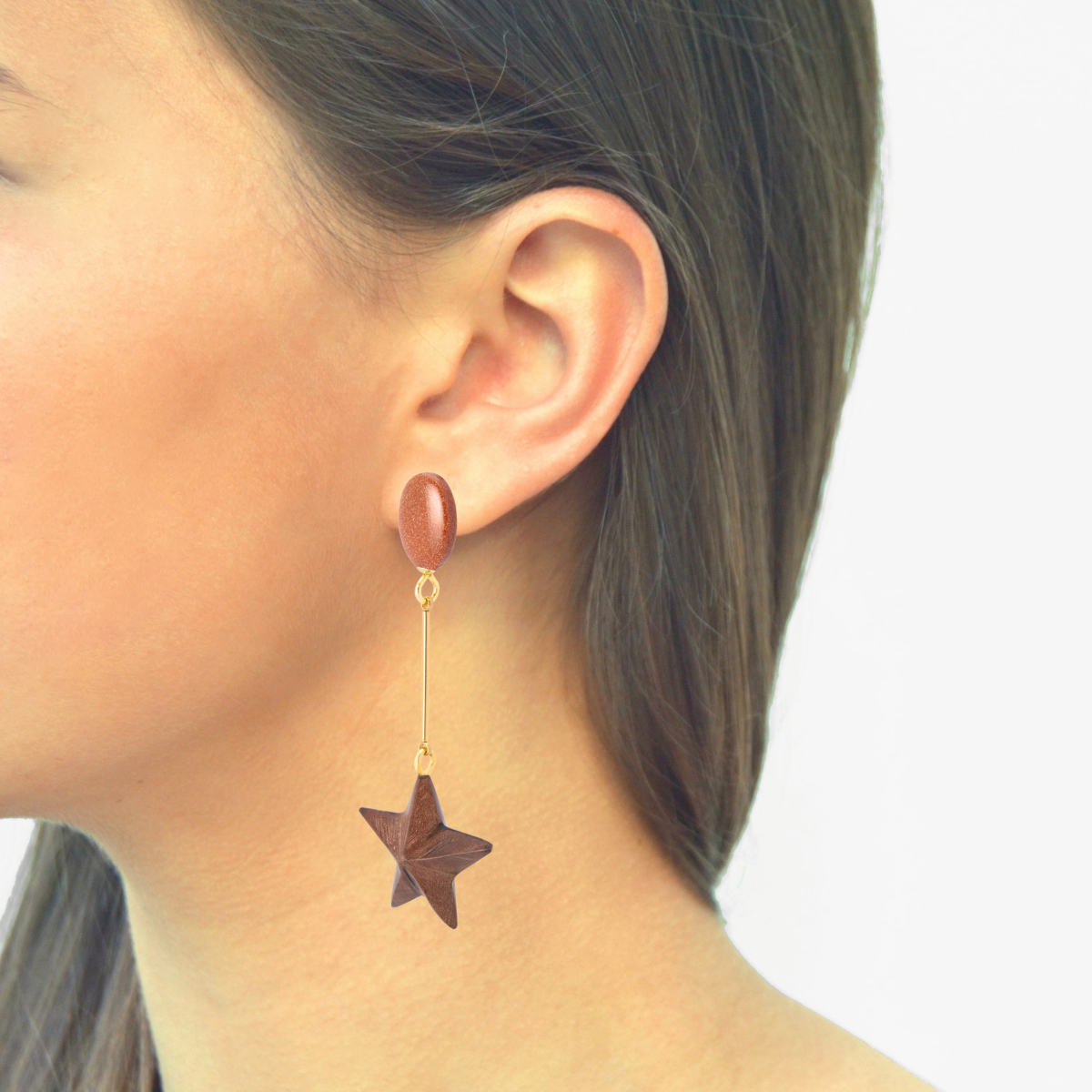ADA EBONY STAR LINEAR EARRRINGS