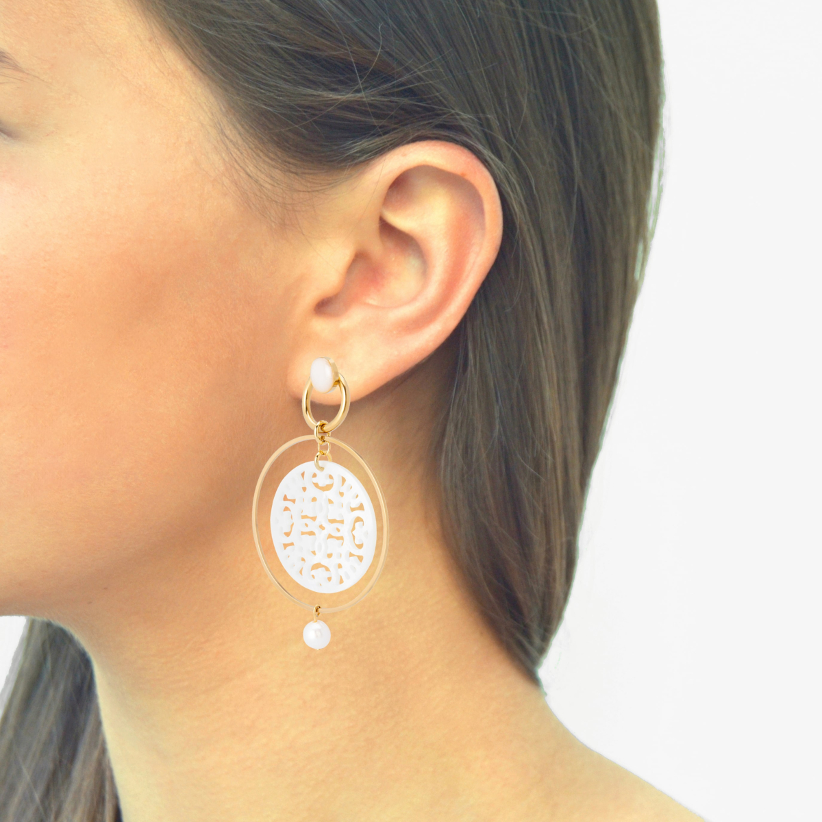 ANNA MOTHER-OF-PEARL HOOP EARRINGS