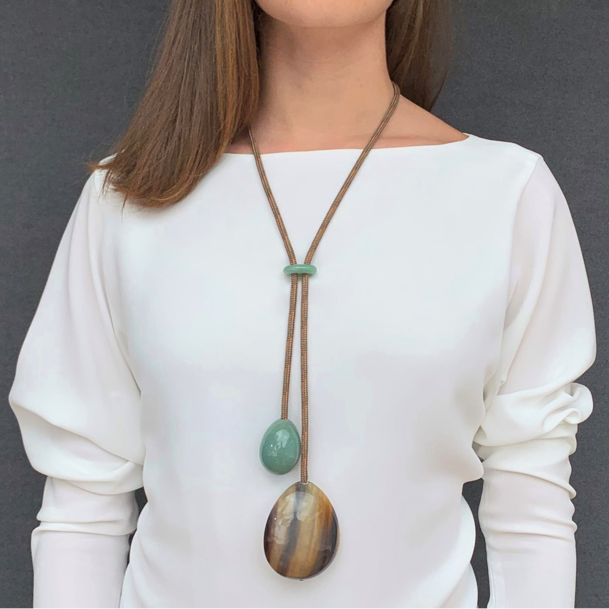 ALBA DOUBLE PENDANT NECKLACE JADE