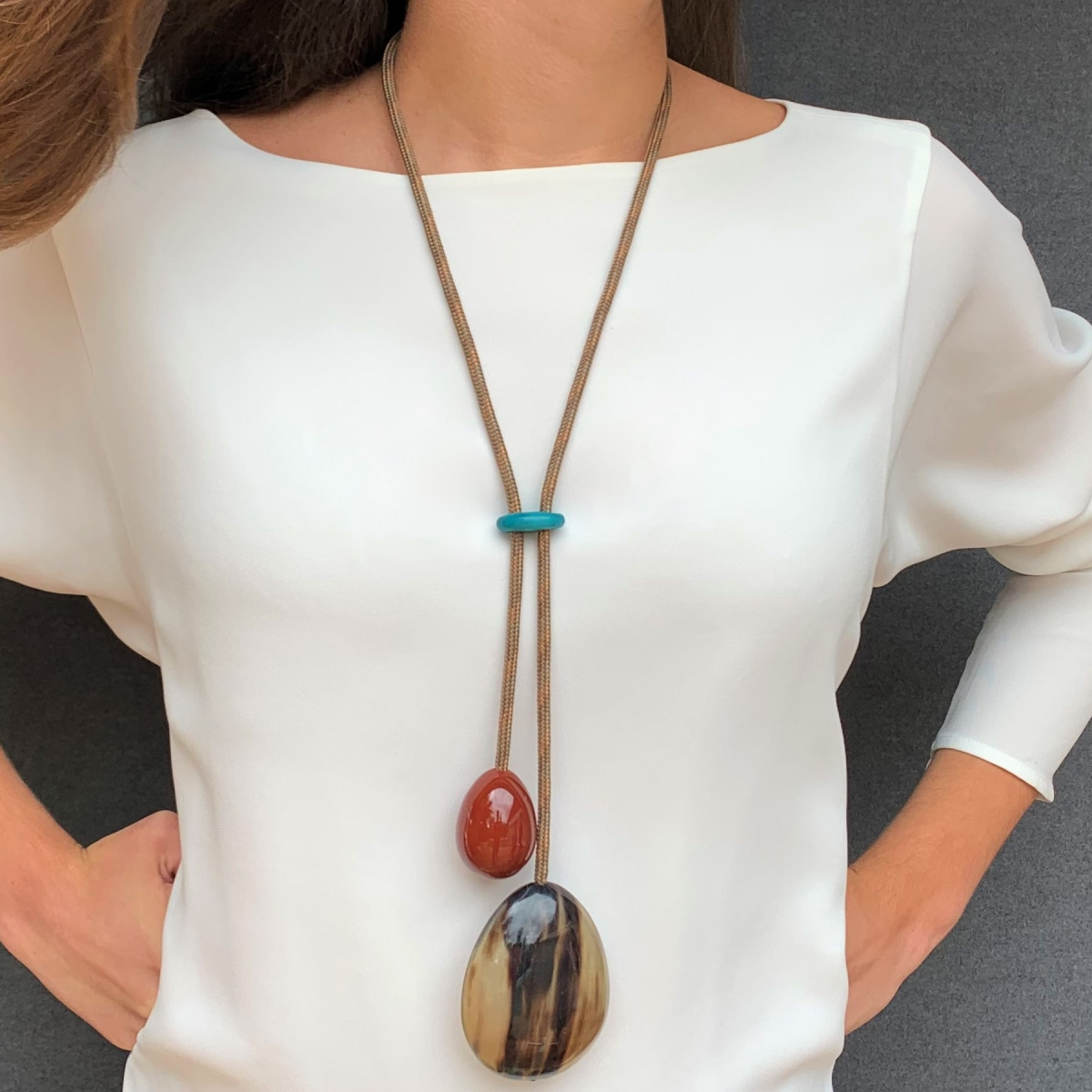ALBA DOUBLE PENDANT NECKLACE CARNELIAN