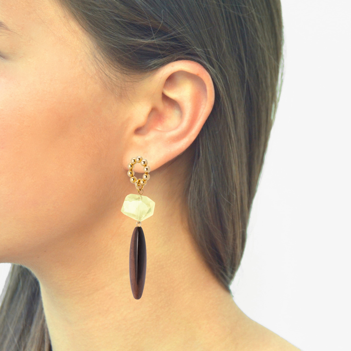 GABRIELLA CITRINE AND EBONY DROP EARRINGS