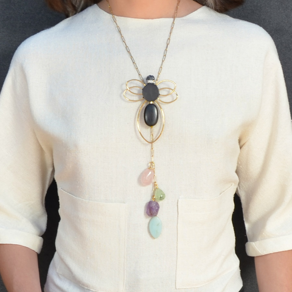 MAIA BEE EBONY AND STONES NECKLACE