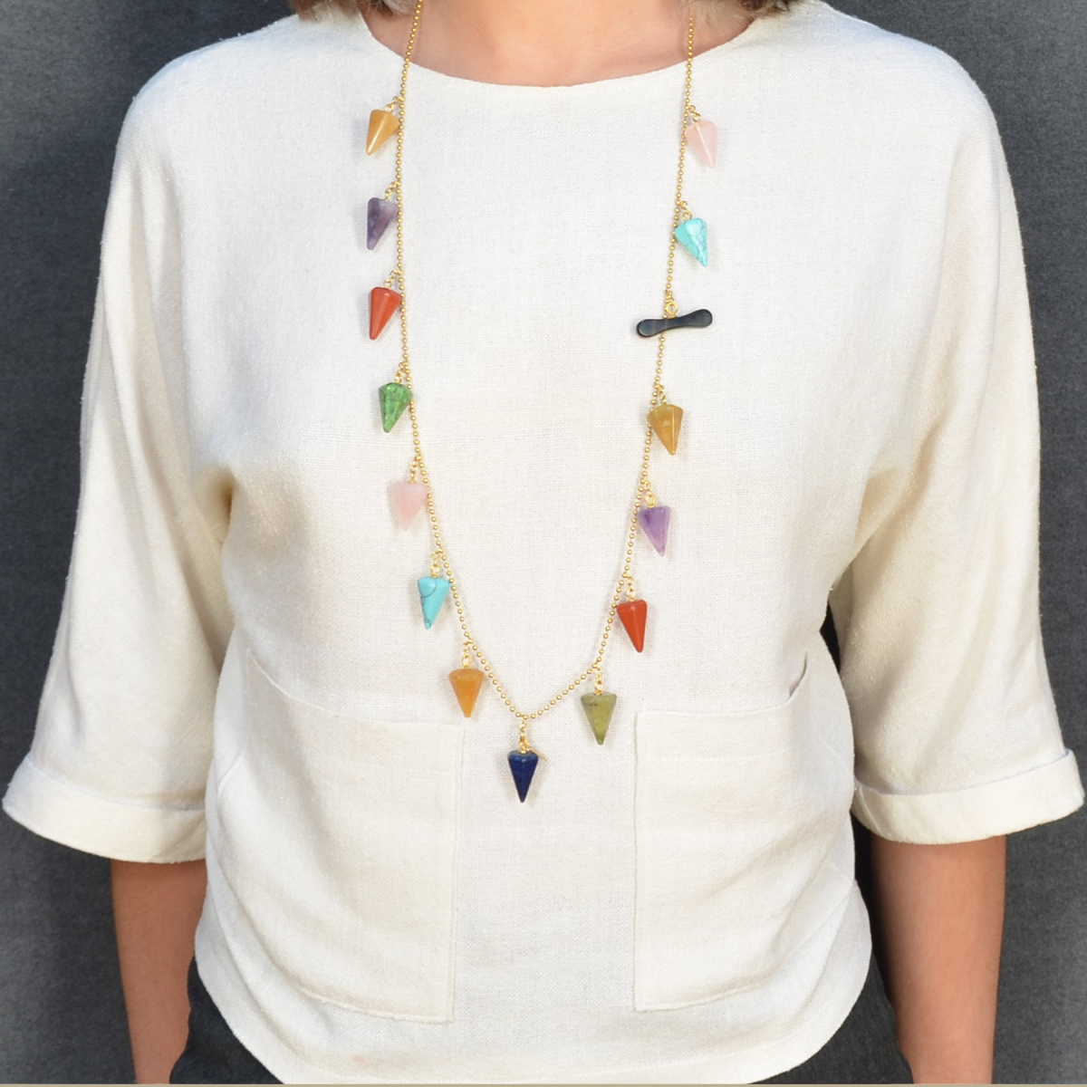 SOFIA MULTICOLOR STONE PYRAMIDS NECKLACE