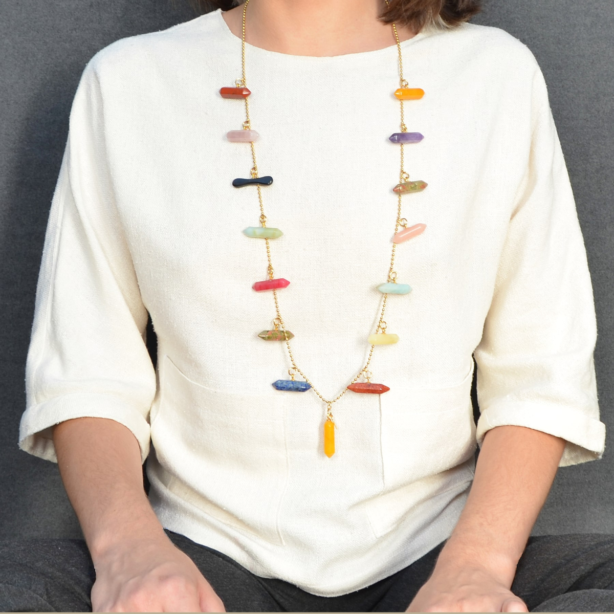 SOFIA MULTICOLOR STONE BARS NECKLACE