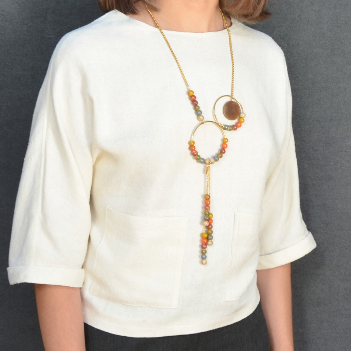 LEONARDO CERAMIC HOOPS NECKLACE