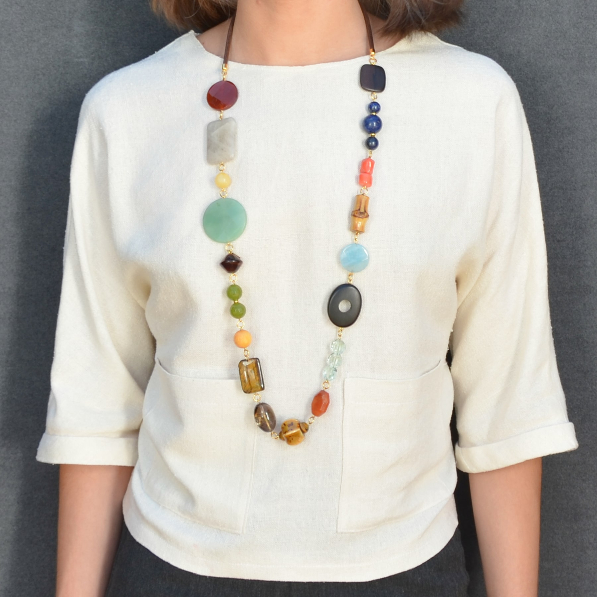 AMINA MIXED SHAPES AND MATERIALS NECKLACE