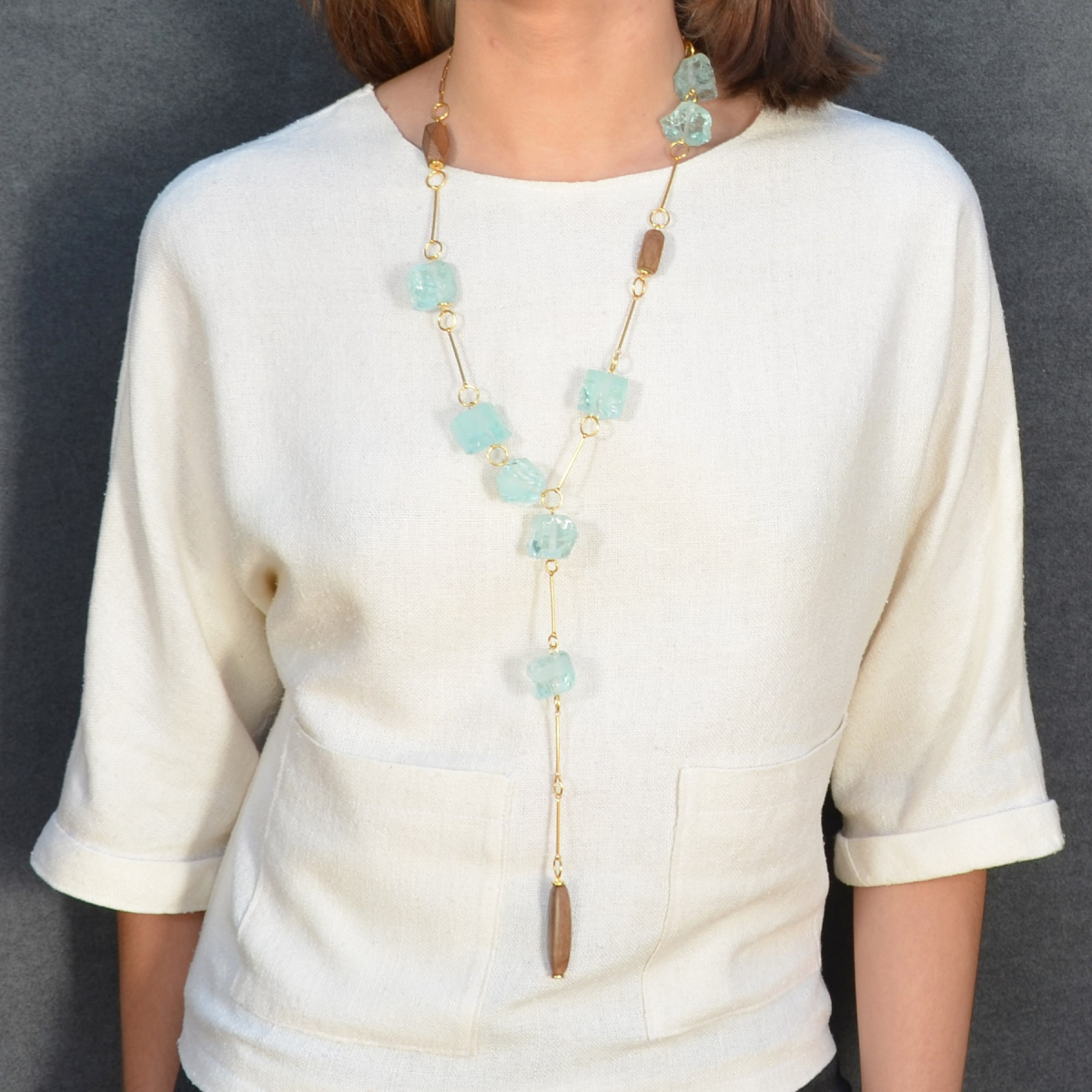 MALISA RAW-STONE NECKLACE-PINK