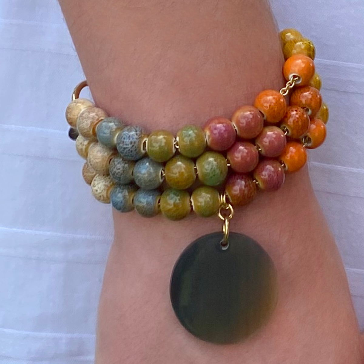 LEONARDO CERAMIC AND HORN BRACELET