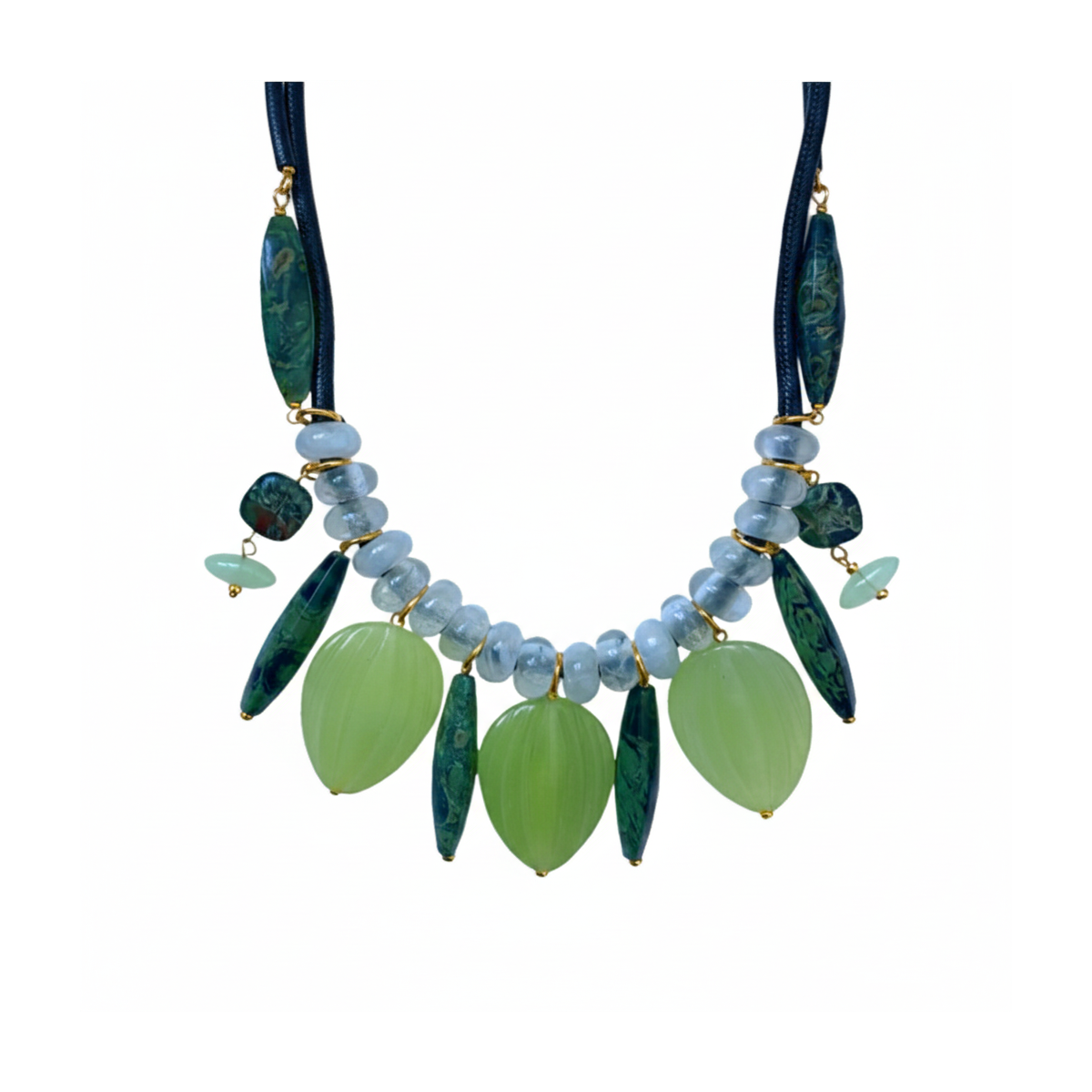 LILY CROCODILE JASPER, JADE AND QUARTZ NECKLACE