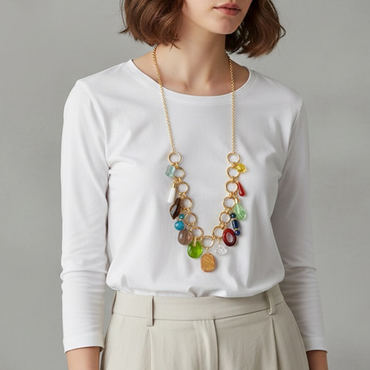 VALENTINA STONE CHARM LONG NECKLACE