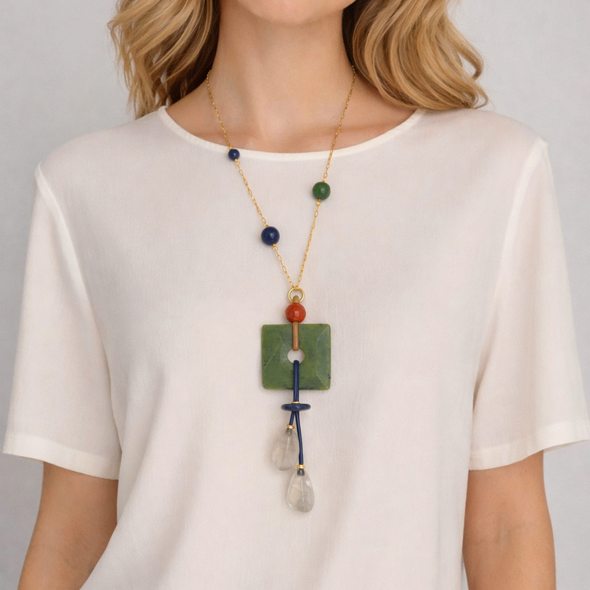 COLLAR ANNIE CON JASPE, LAPISLAZULI Y CUARZO