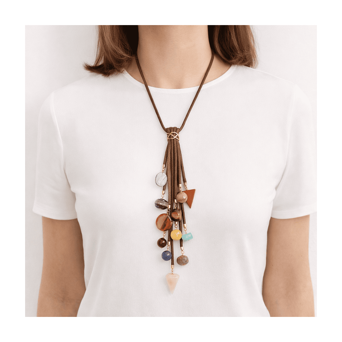 AVA CORD NECKLACE WITH TWELVE DIFFERENT...