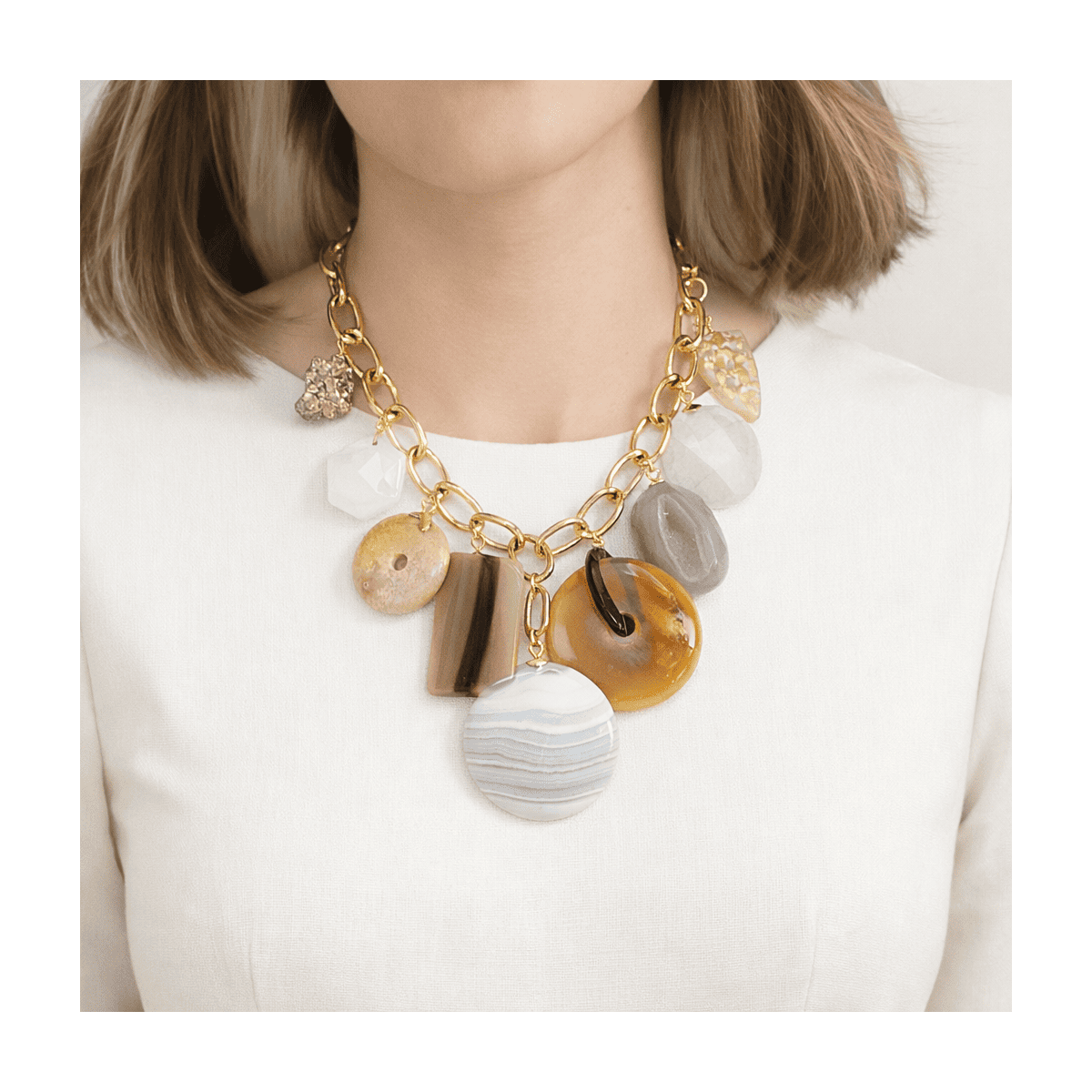KATIA HORN AND STONES SHORT NECKLACE