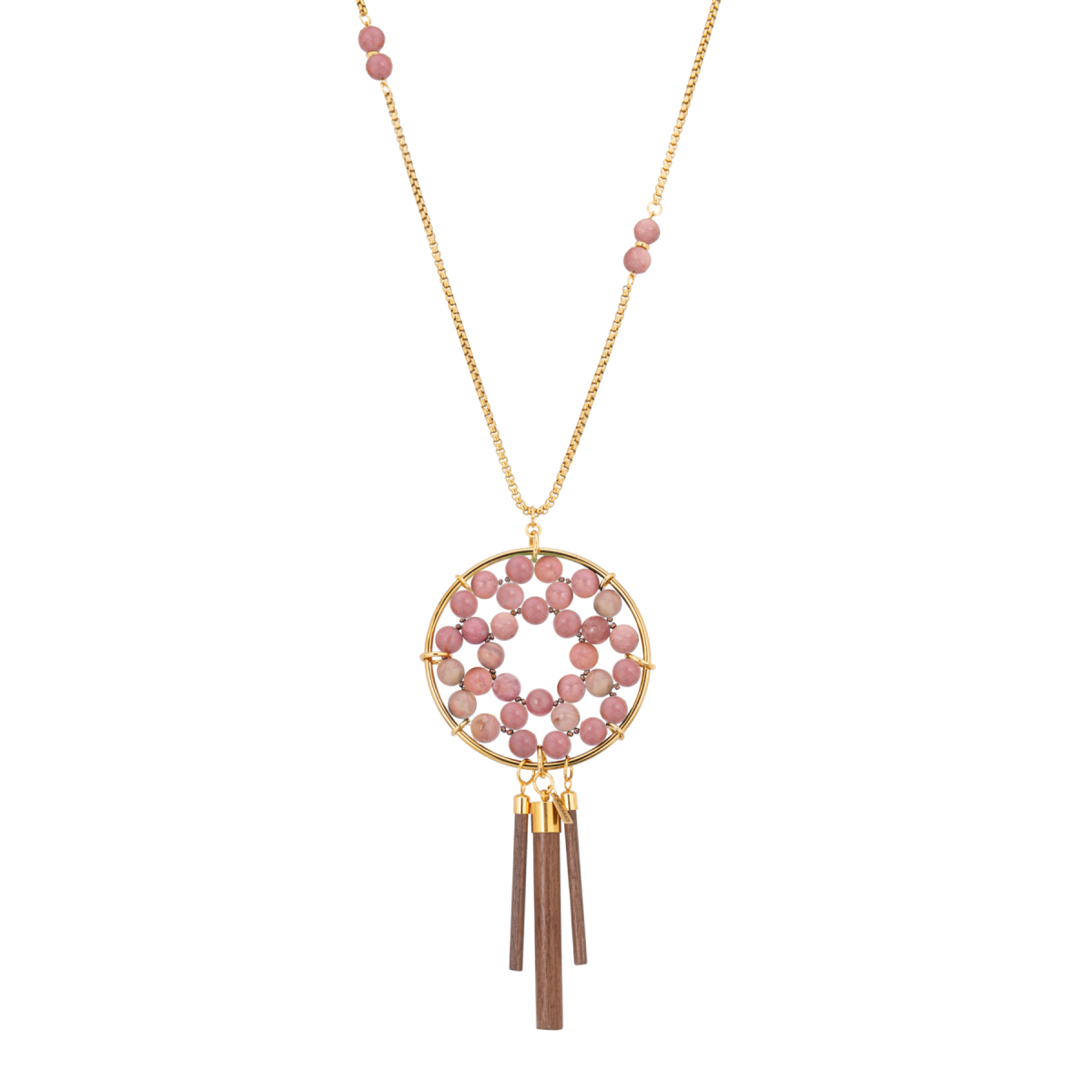 IDAIRA NECKLACE WITH MANZONIA WOOD AND...