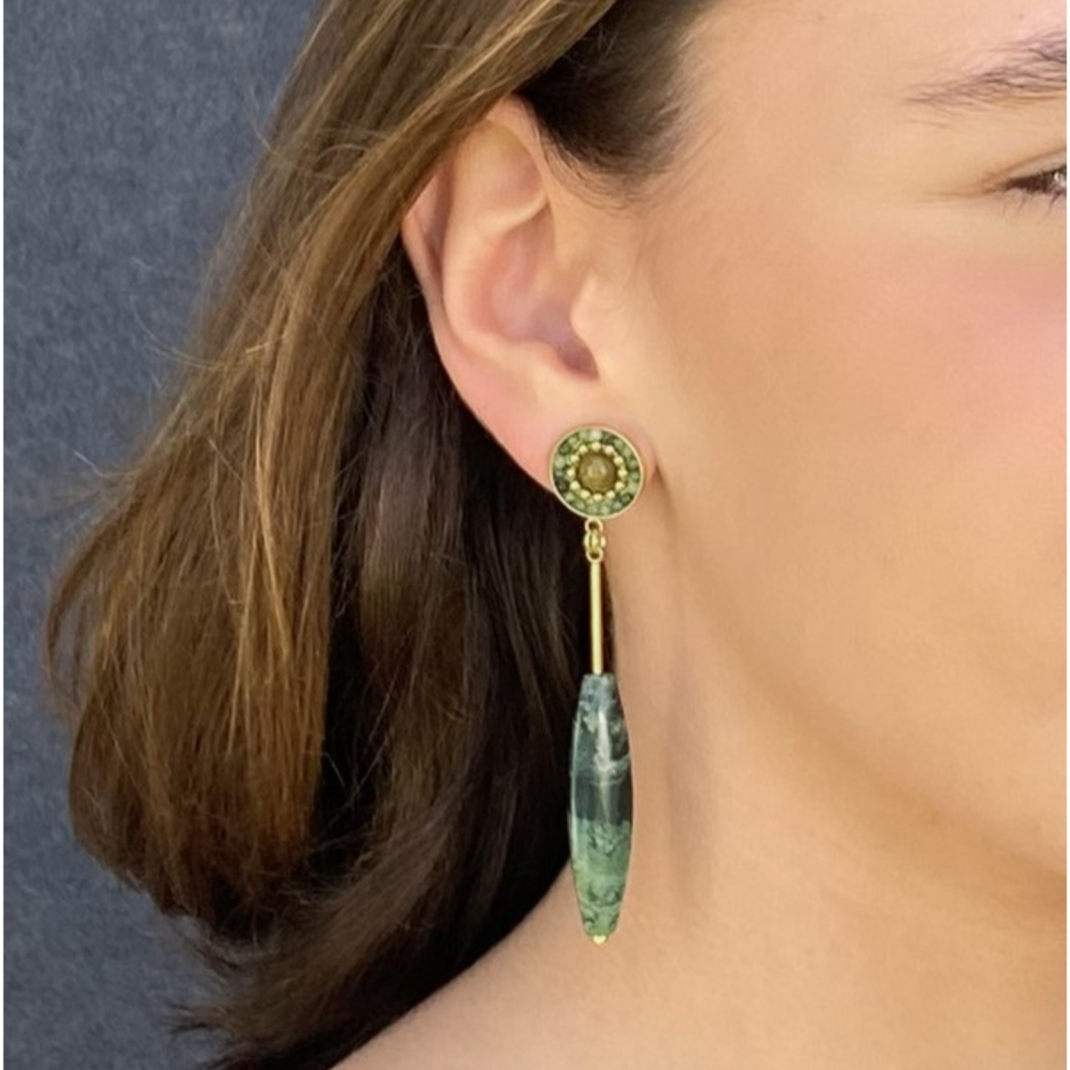 PENDIENTES AVA CON OJO DE TIGRE Y JASPE COCODRILO