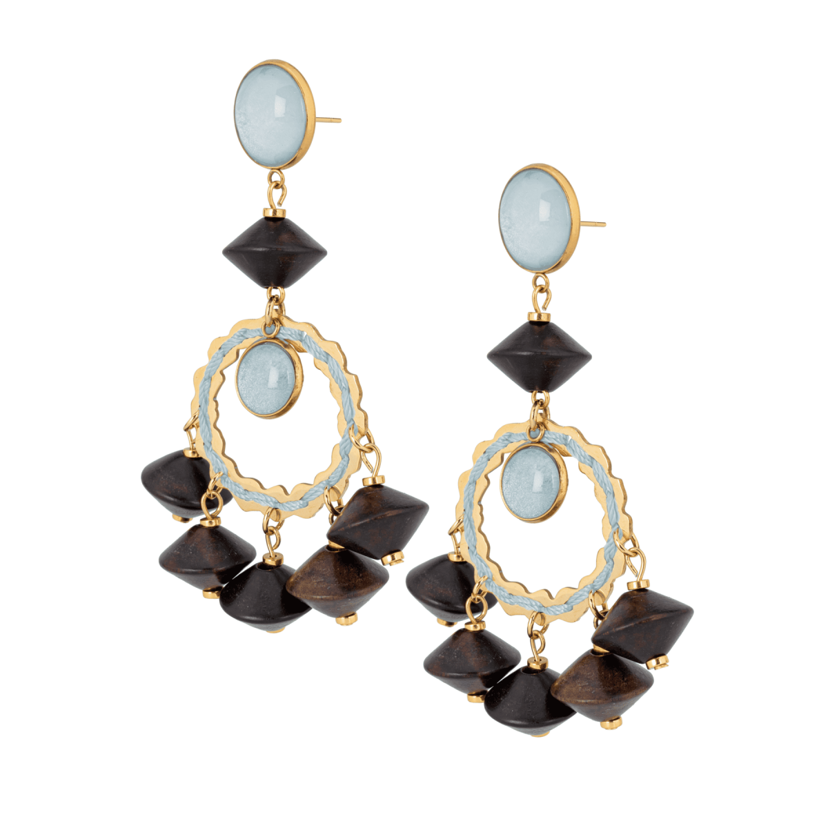MONEIBA EARRINGS WITH EBONY, BOHEMIAN CRYSTAL.