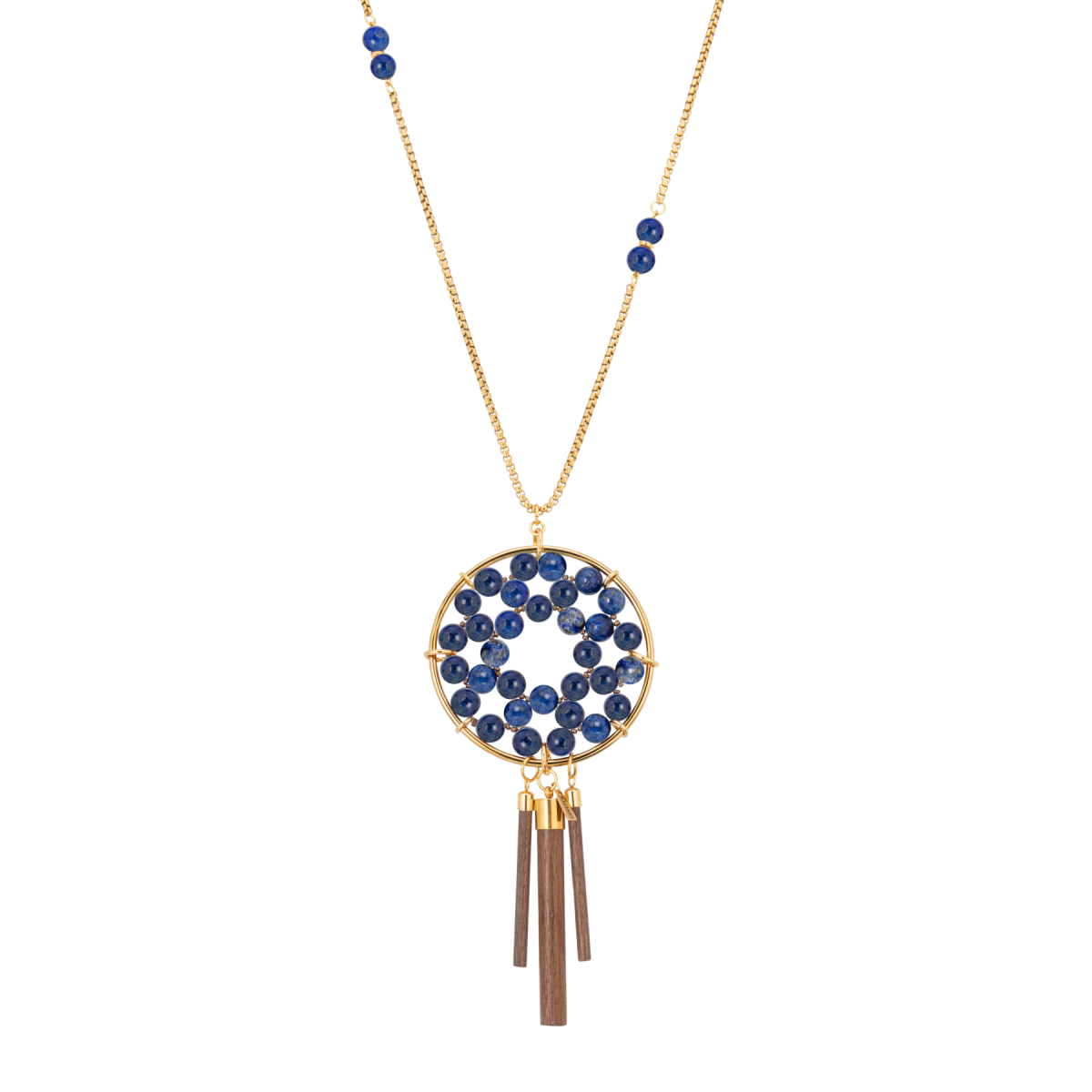COLLAR IDAIRA CON MADERA DE MANZONIA Y LAPISLAZULI