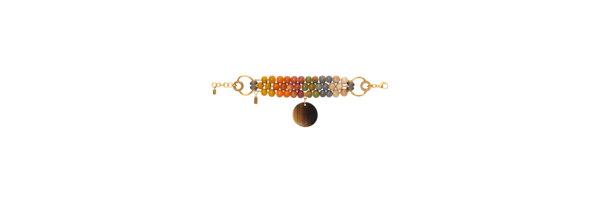 PULSERA LEONARDO CON CERÁMICA MULTICOLOR Y CUERNO