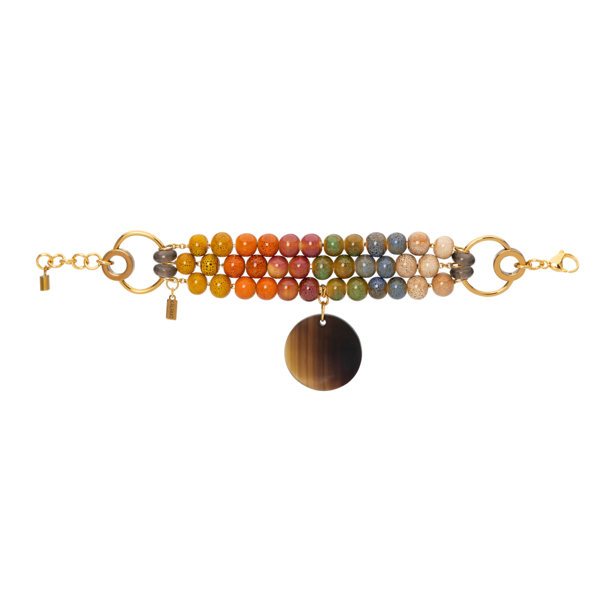 PULSERA LEONARDO CON CERÁMICA MULTICOLOR Y CUERNO