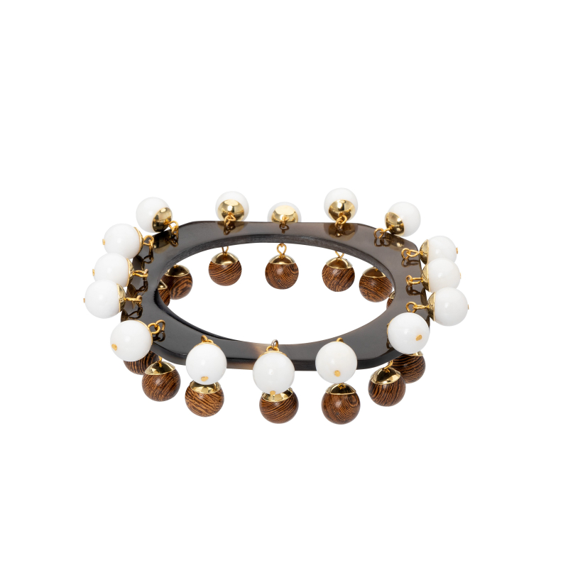 BRAZALETE DANTE DE CUERNO CON NÁCAR Y WENGE